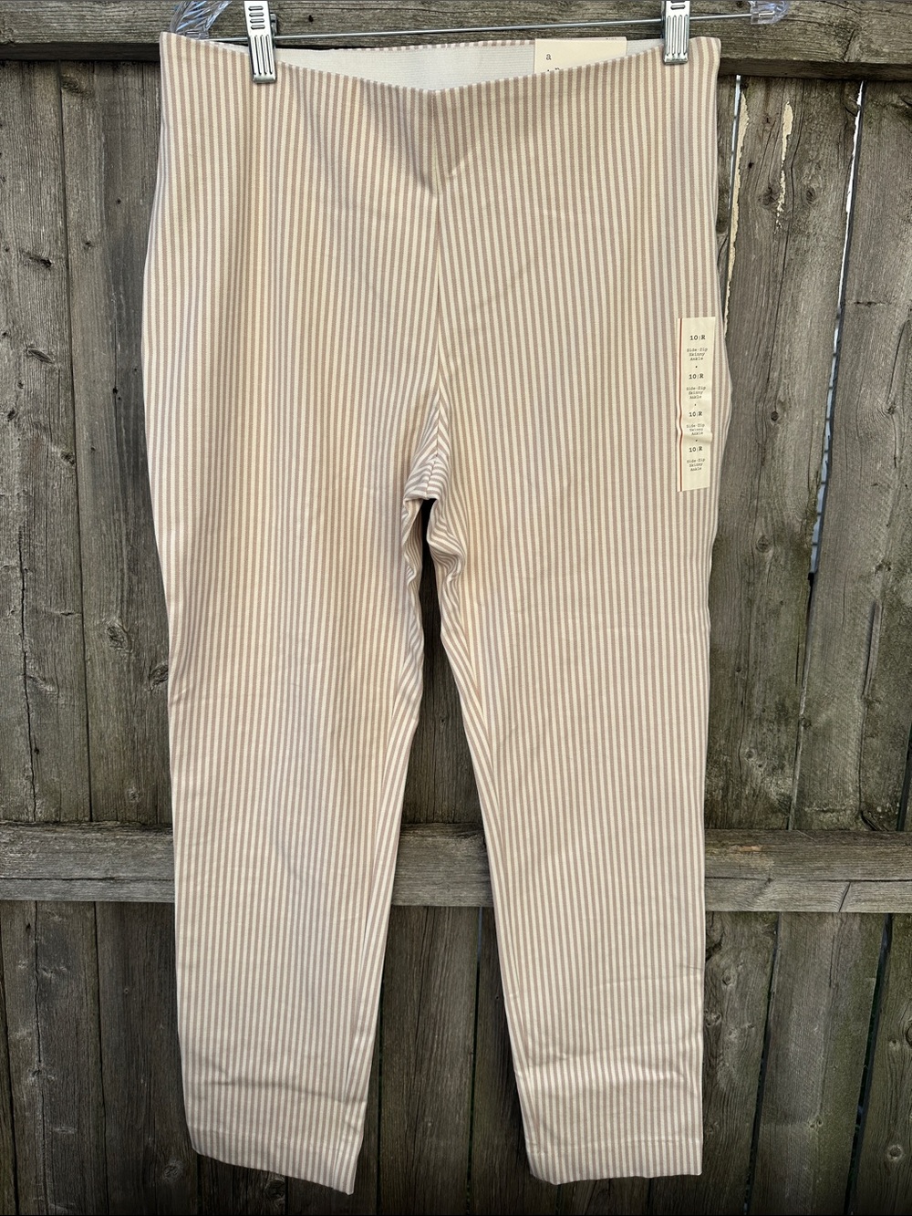 A New Day White and Pale Pink/Blush Striped Ankle Pants